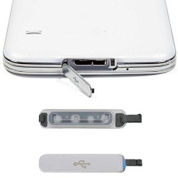 Couvercle USB pour Samsung Galaxy S5, Amison Bouchon anti-poussière, Pièce de remplacement, Usb Port Cover Argent